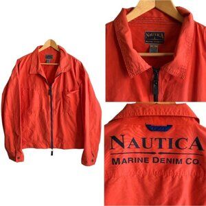 Nautica Windbreaker Size XL Orange Vintage Retro